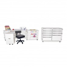 Kangaroo Sewing Furniture Aussie Studio and Dingo 2 WHITE Sewing Cabinets with Air Lift