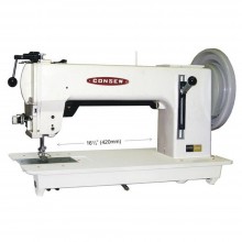 Consew 2040 Single Needle Extra Heavy Duty Large Shuttle Hook Compound Walking Foot Sewing Machine with Table and Servo Motor