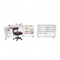 Kangaroo Sewing Furniture Wallaby 2 Studio Wallaby Air Lift and Dingo 2 Sewing Cabinet Set WHITE