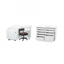 Kangaroo Sewing Furniture Studio Combo WHITE Kangaroo Joey and Dingo 2 Sewing Cabinets